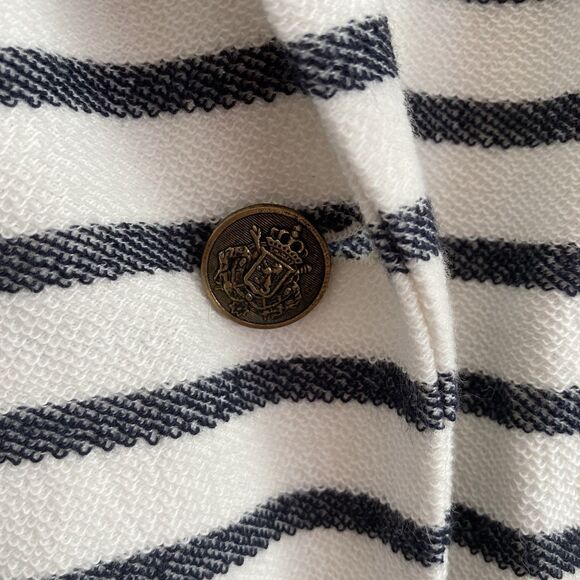 Loft Knit Blazer Jacket Womens Size 8 White Navy Striped Office Business Classic - Picture 4 of 11